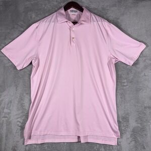 Peter Millar Polo Shirt Mens Large Summer Comfort Golf Stretch Solid Pink Casual